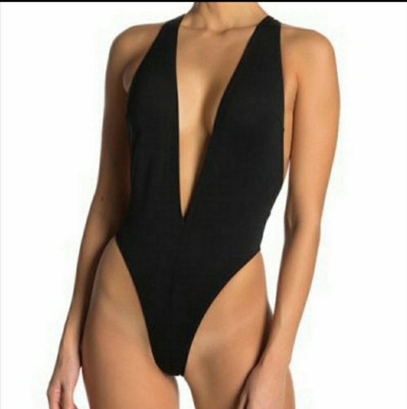 Kendall & Kylie Sexy Black Low Cut Halter One-Piece Swimsuit 🩱 - Picture 1 of 5